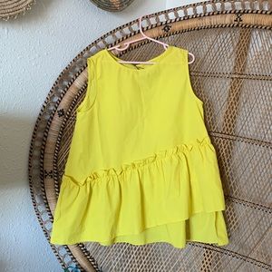 ☀️NWT Zara girls yellow ruffle sleeveless top